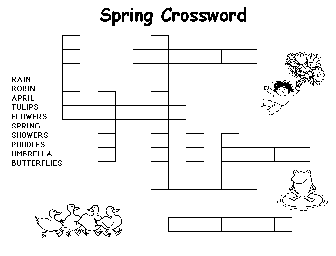 Spring crosswords and word search games
